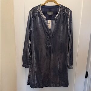 Anthropologie Elegant Gray/blue velvet Women's dress